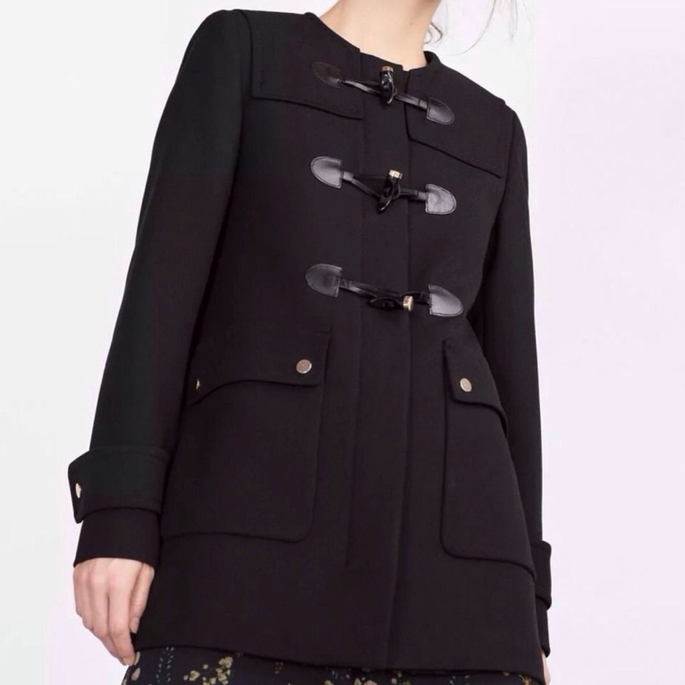 Zara Black Toggle Trench Coat - Picture 5 of 5